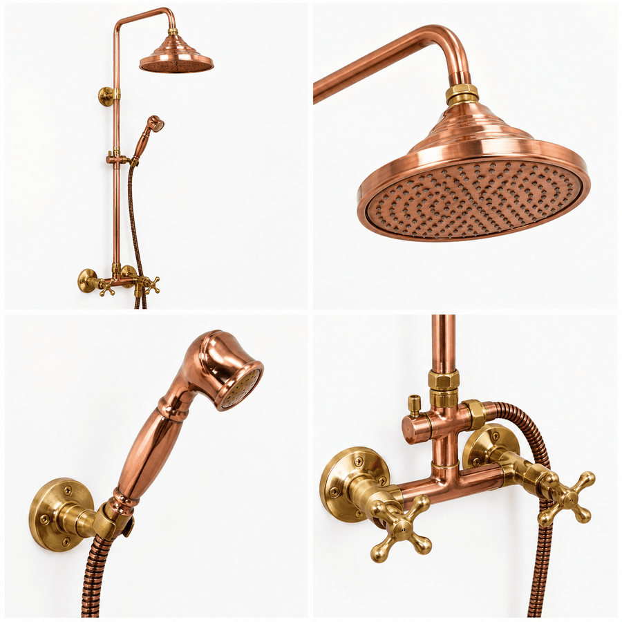 Unlacquered Copper Outdoor Rain Shower – Multi-Finish System