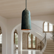 Verdigris Copper Cylinder Pendant – Long Kitchen Light