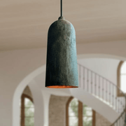 Verdigris Copper Cylinder Pendant – Long Kitchen Light
