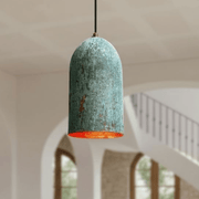 Verdigris Copper Cylinder Pendant – Tall Kitchen Light