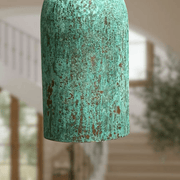 Verdigris Copper Cylinder Pendant – Tall Kitchen Light