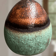 Verdigris Copper Pendant – Oval Cutout Ceiling Light