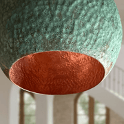 Verdigris Copper Dome Pendant – Rustic Green Patina Light