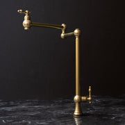 Unlacquered Brass Pot Filler – Folding Swing Arm, Wall-Mounted
