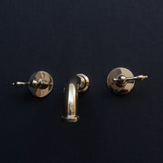 Wall-Mounted Unlacquered Brass Faucet – Lever Handles