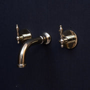 Wall-Mounted Unlacquered Brass Faucet – Lever Handles