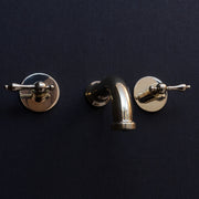 Wall-Mounted Unlacquered Brass Faucet – Lever Handles