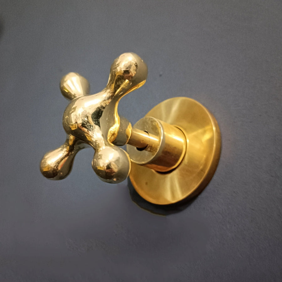 Unlacquered Brass Shut-Off Valve – Cross Handle
