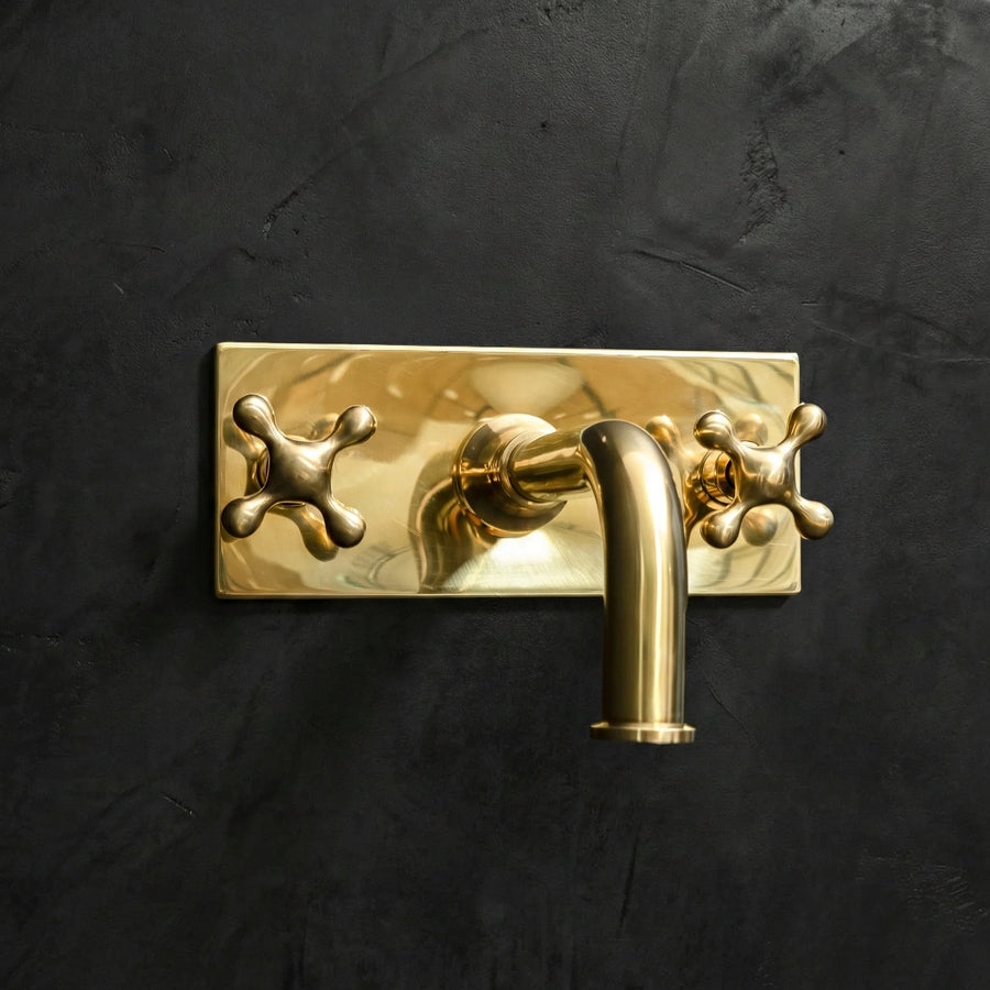 Wall-Mounted Brass Faucet – Rectangular Backplate