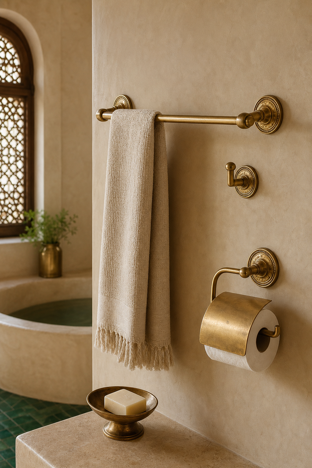 Bathroom Accessories ? handcrafted brass collection in Marrakech