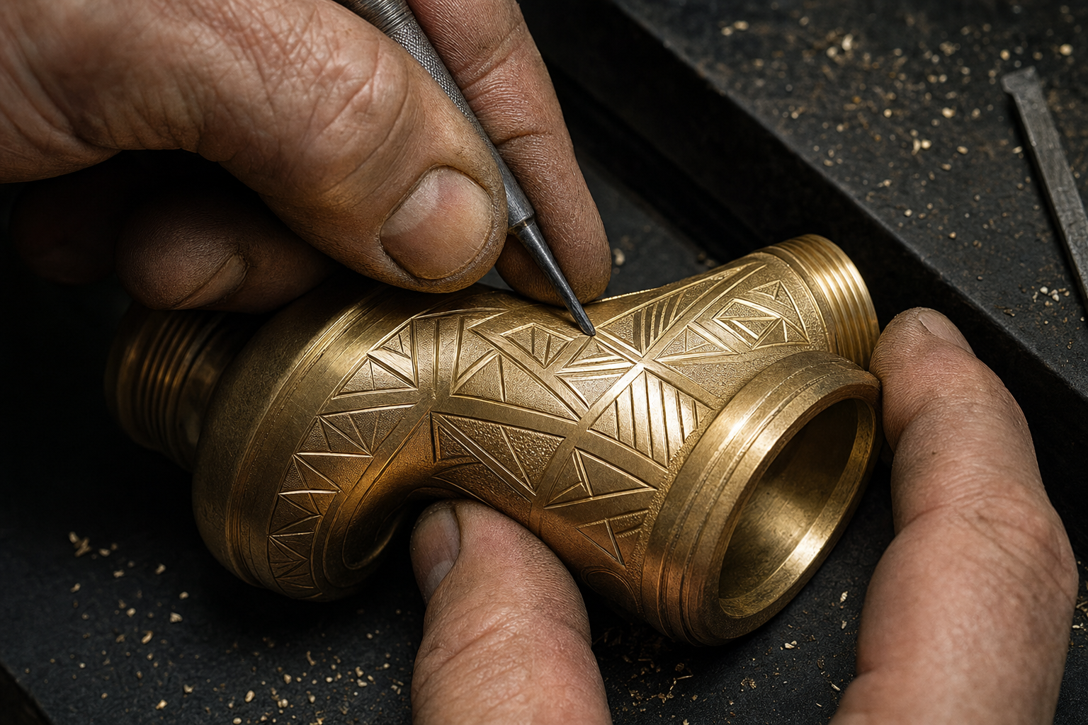 Engraving - handcrafted brass in Marrakech