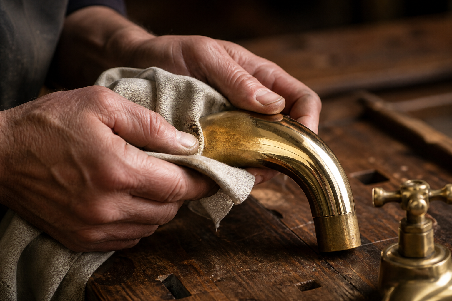 Polishing - handcrafted brass in Marrakech